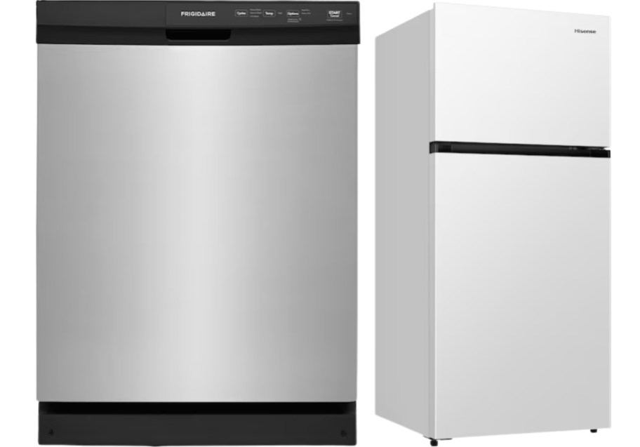 a dish washer and garage ready freezer refrigerator