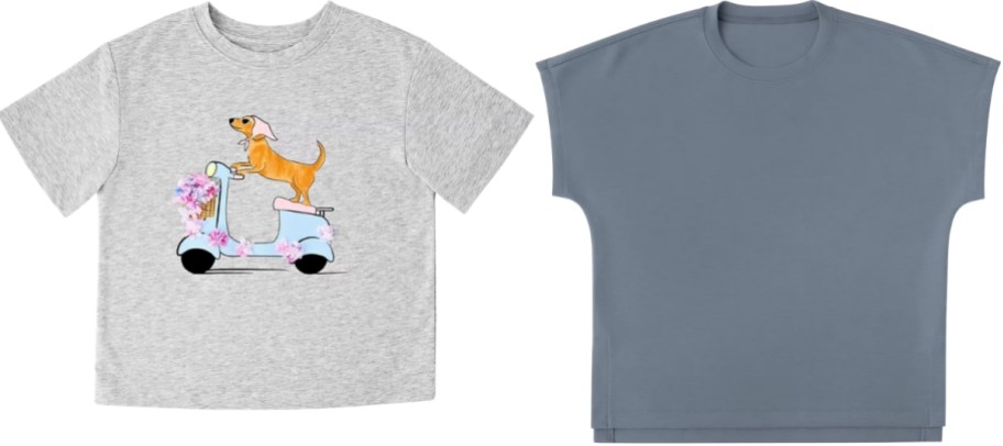 girls graphic tee and womens sandwash tee