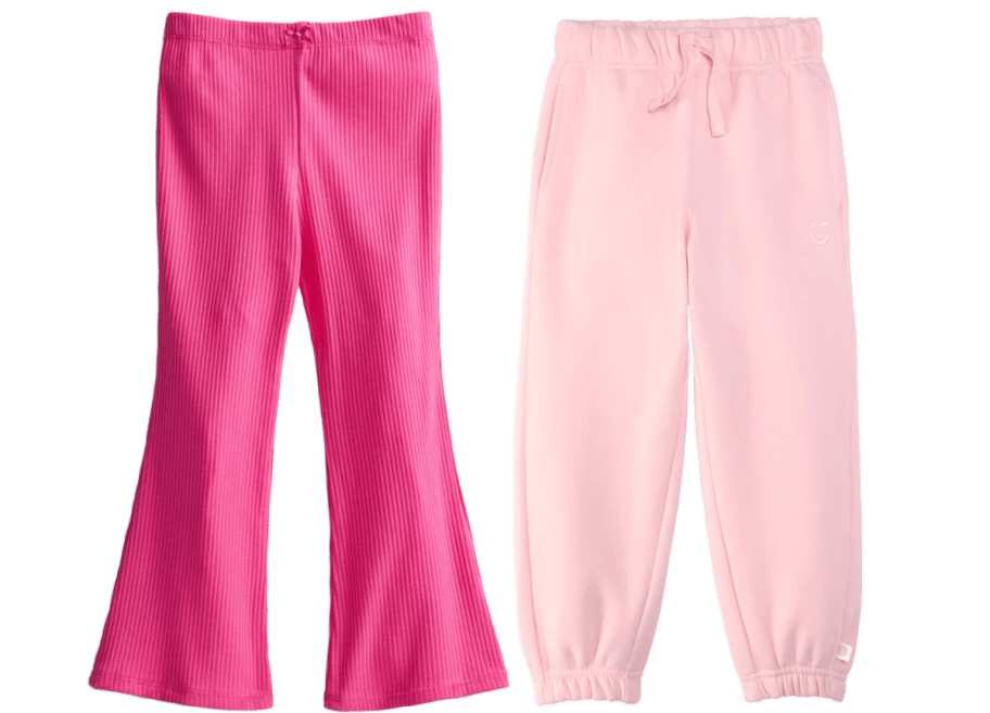 pink girls leggings and joggers