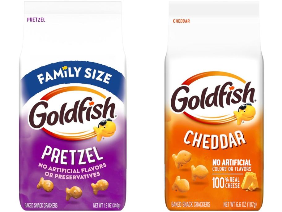 two bags of goldfish crackers