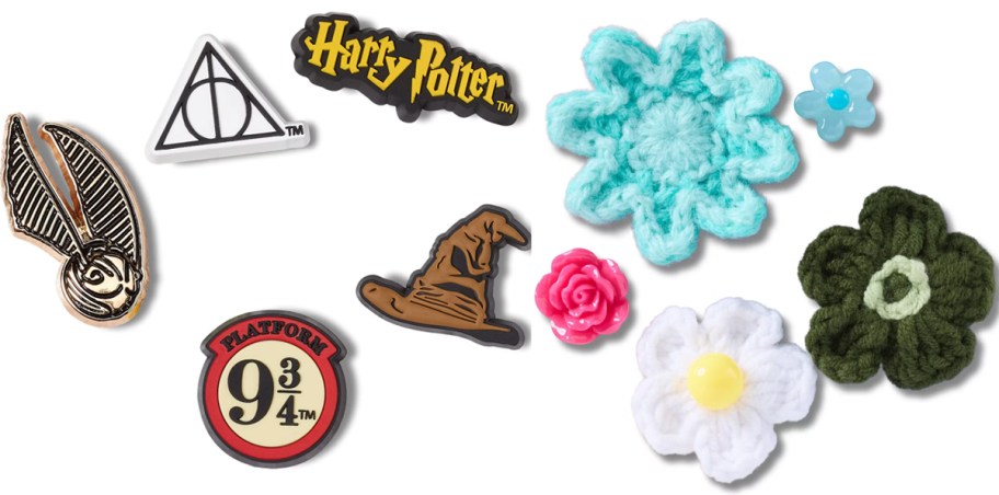 harry potter and flower croc charms 