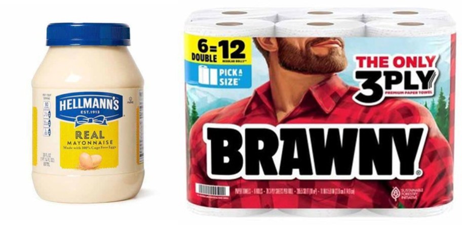hellmanns mayo jar and brawny paper towels