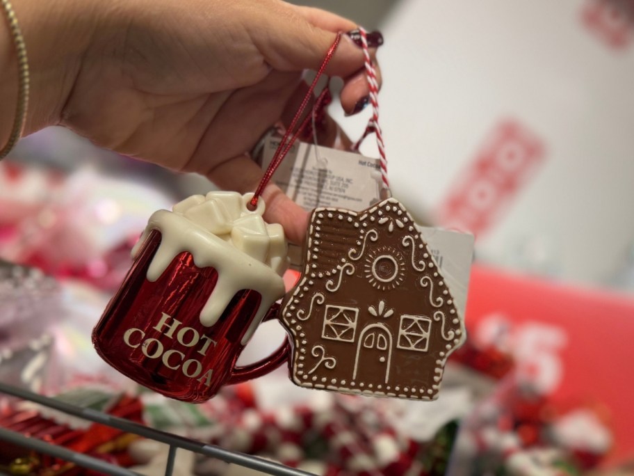 hand holding ornaments
