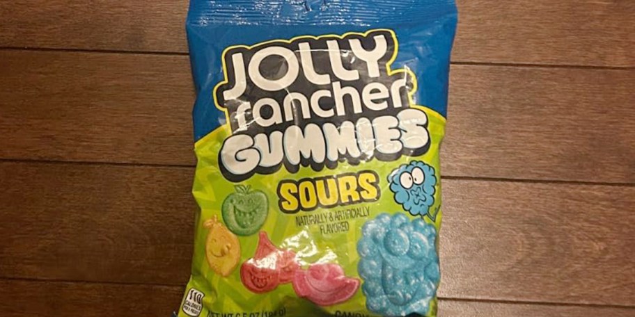 bag of jolly rancher sour candy on table