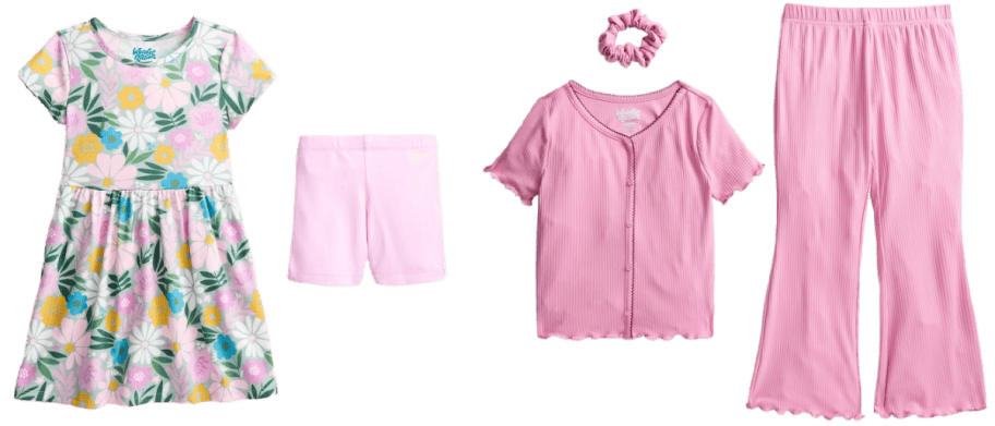 girls dress set and pajama set