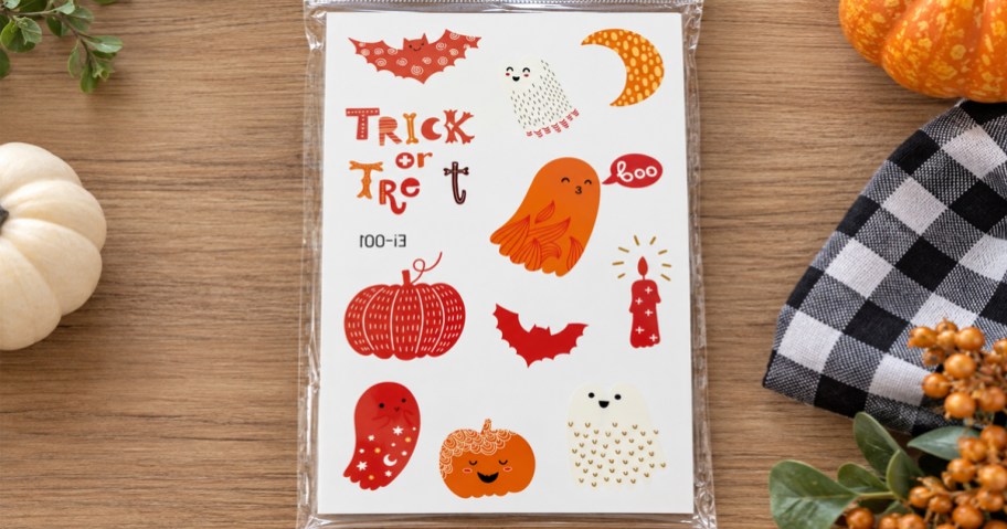 sheet of kids halloween tattoos