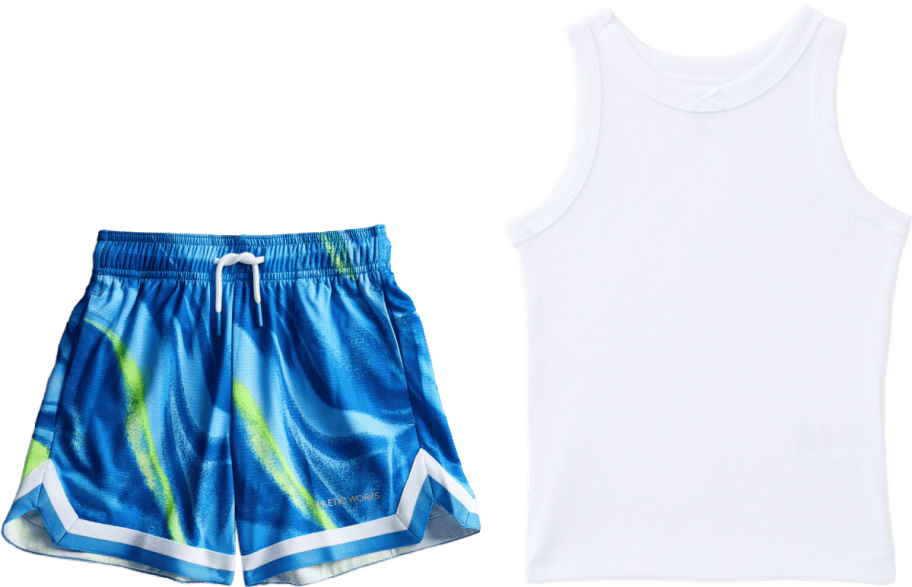 kids shorts and white tank
