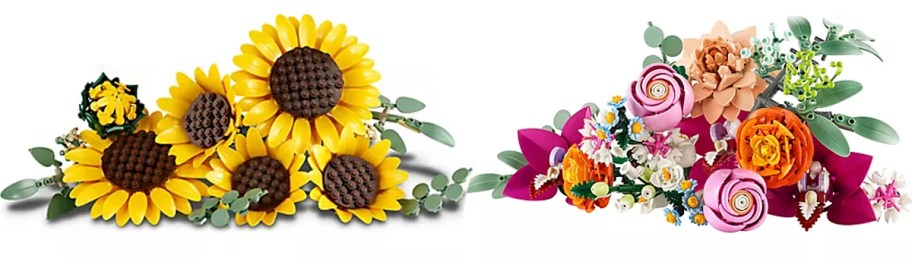 sunflower and pink flower bouquets 