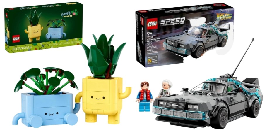 LEGO happy plants and back to the future building sets