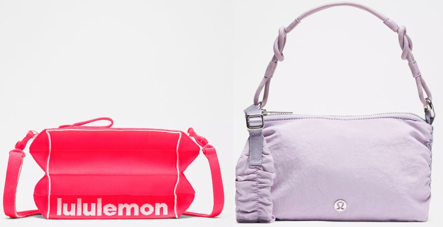hot pink and light purple shoulder bags