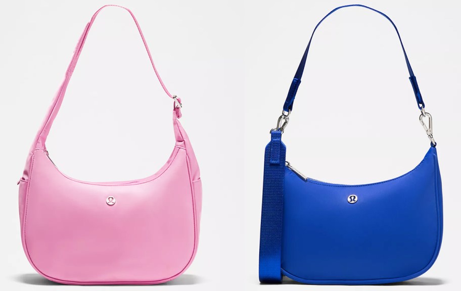 pink and blue shoulder bags