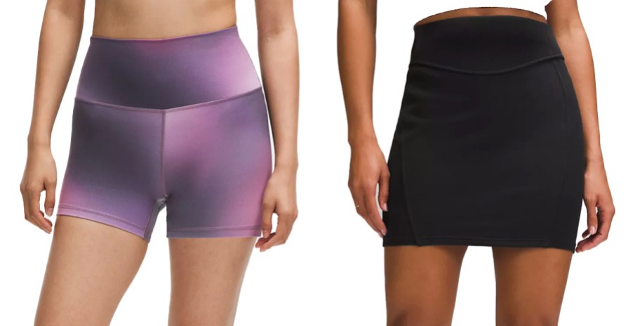women in purple shorts and black skirt