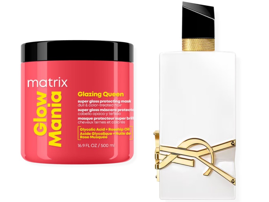 matrix hair mask and perfume bottle