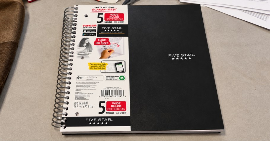 Mead Five Star 5-Subject Notebook Only $4.84 Shipped on Amazon