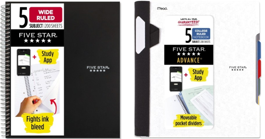 two Mead Five Star notebooks