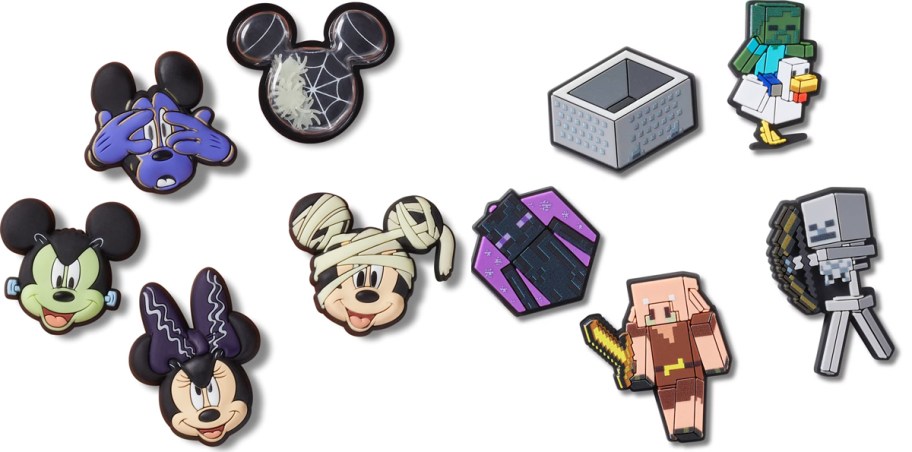mickey mouse and minecraft croc charms 
