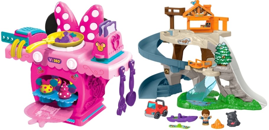 Disney Minnie Mold and Play Kitchen Set and fisher price little people play set