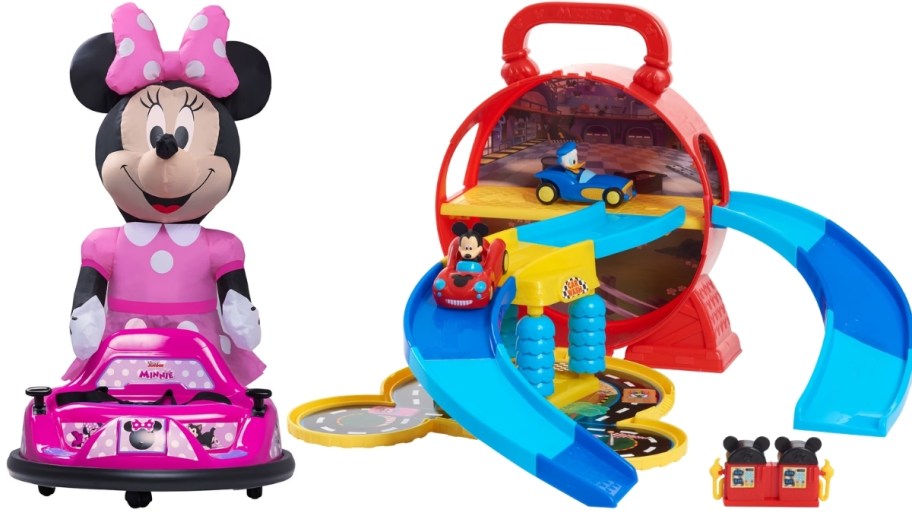 minnie mouse ride on and car play set