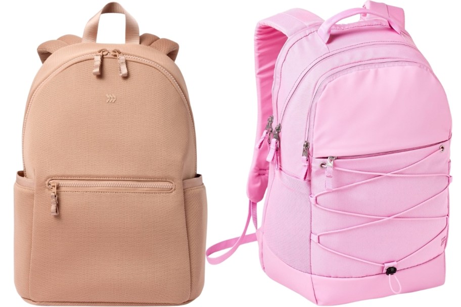 mocha and pink all in motion backpacks