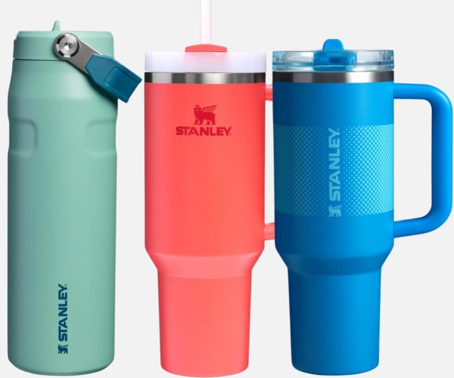 stanley drinkware in 3 styles and colors