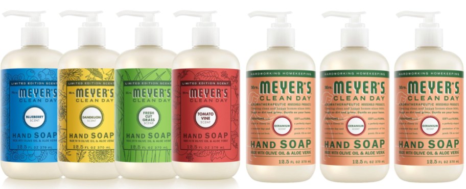 7 bottles of mrs meyers hand soap