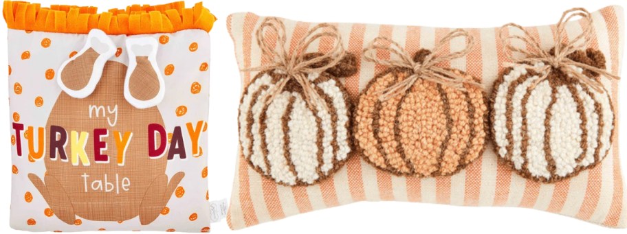 mudpie thanksgivingday table book and pumpkin pillow