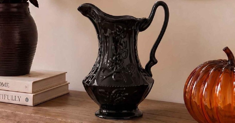 black pitcher on table