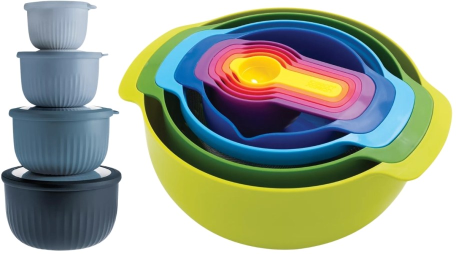 two multi piece nesting bowl sets