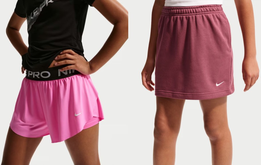 women wearing pink shorts and skirt
