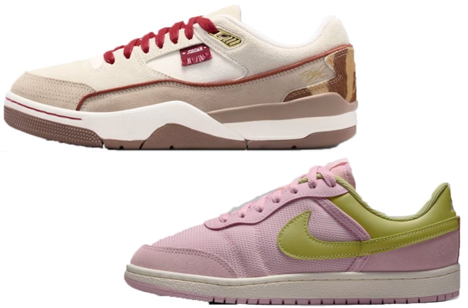 white and pink jordan shoes
