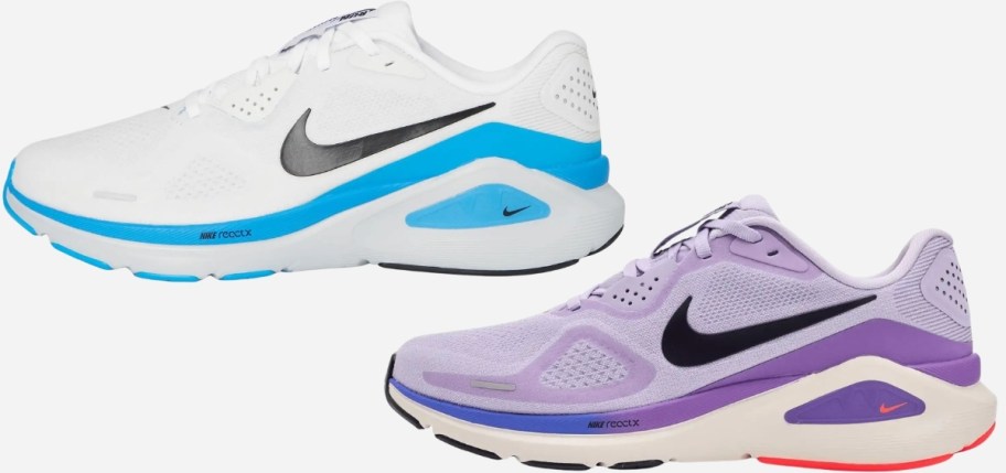 2 nike running shoes in different colors