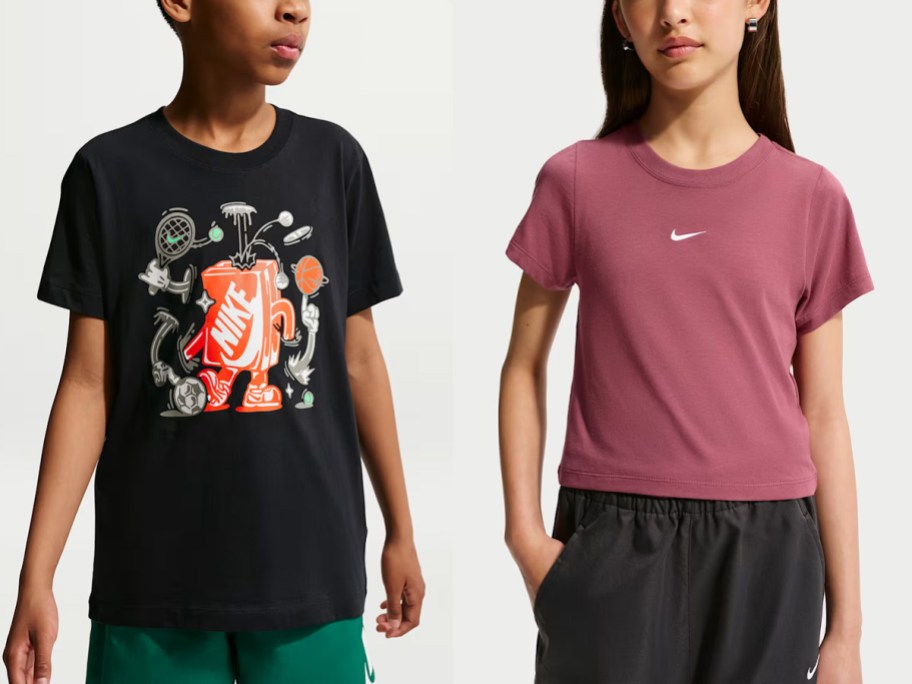 kids wearing black and red tees