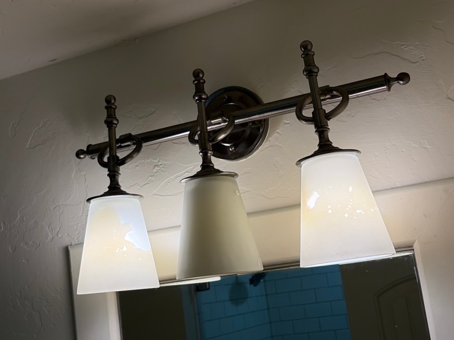 close up of old vanity light