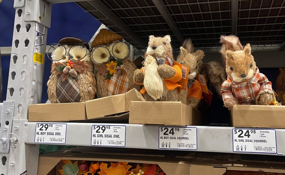 lowes owl and squirrel fall decor