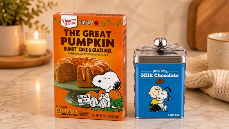 great pumpkin bundt cake mix and cocoa tin