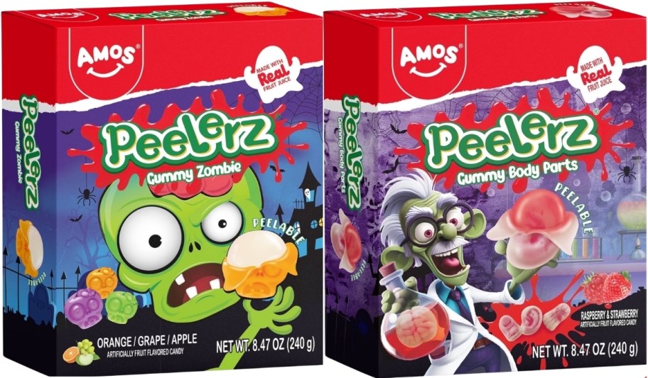 peelerz mumm and zombi gummy candies in 8oz boxes