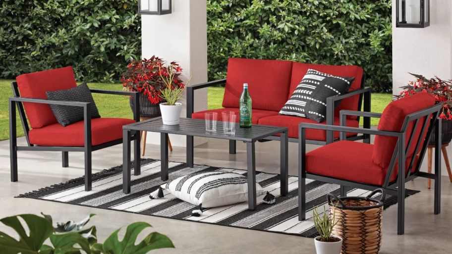 red outdoor patio set