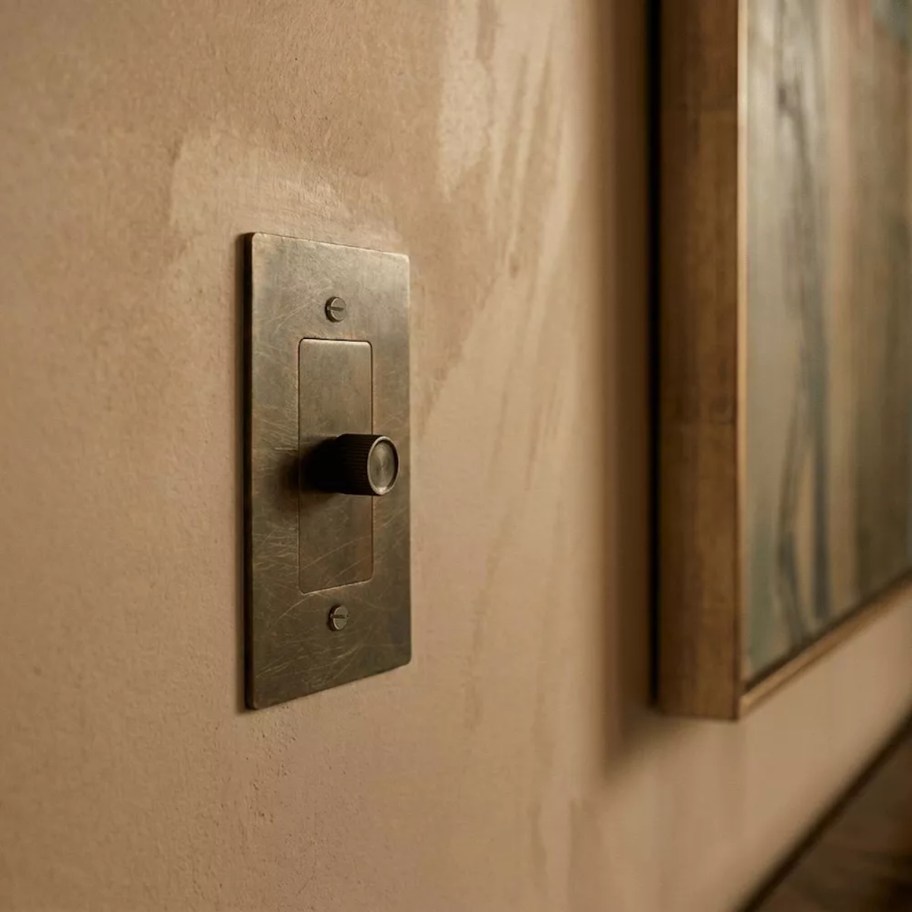 brass dimmer switch on wall