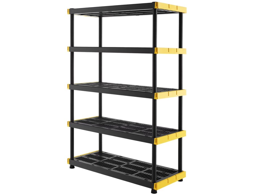 black and yellow 5 tier shelf 