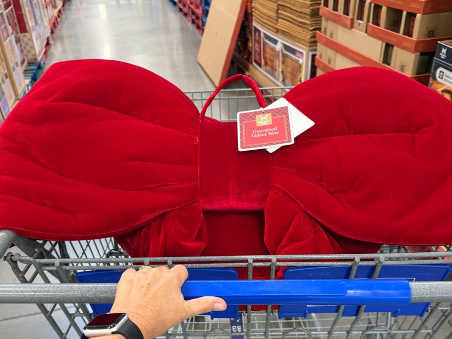 large red bow in cart 