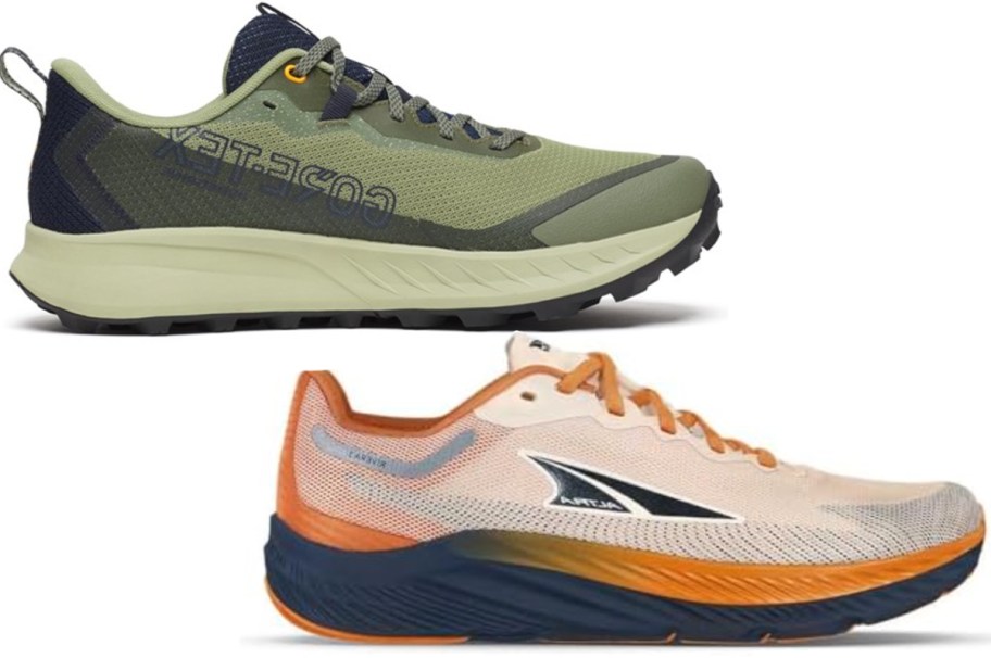 green and orange running shoes 