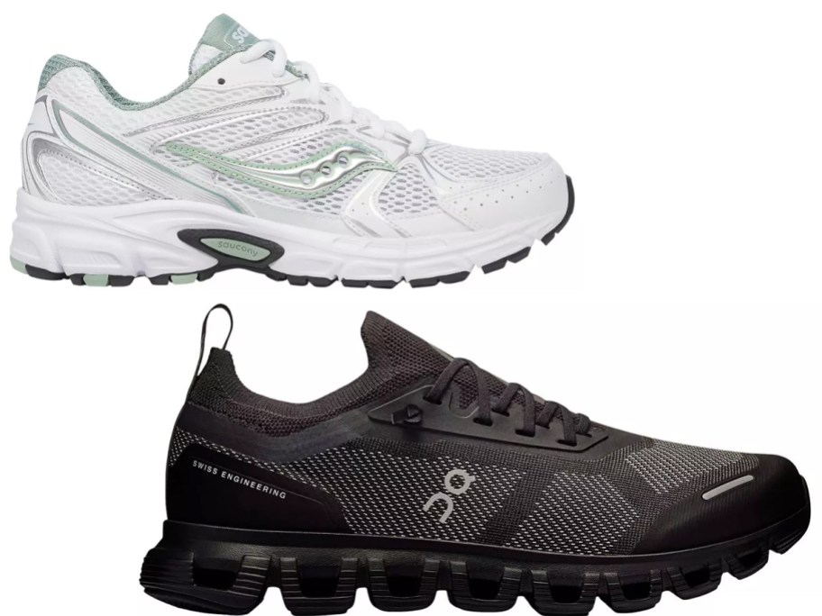 white and black shoes