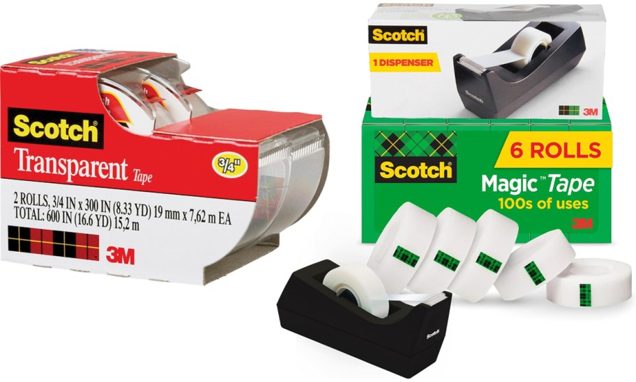 2 pack of scotch tape and tape dispenser with tape refills 