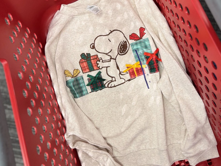snoopy gray sweatshirt in cart 
