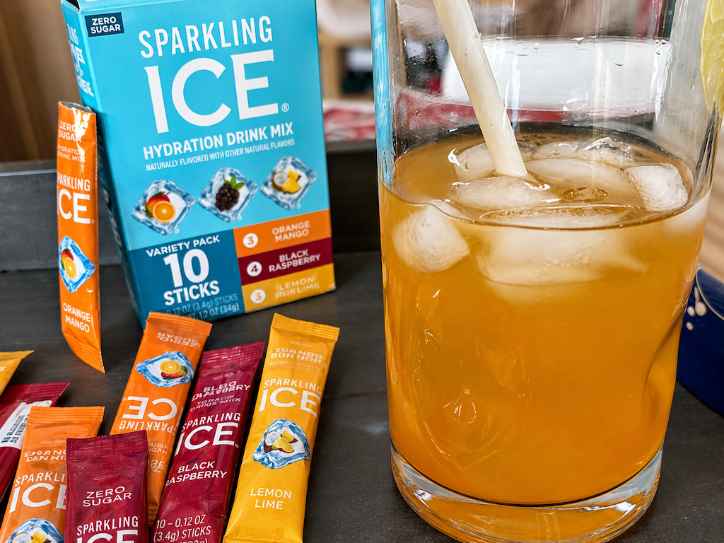 Sparkling ice water bottle