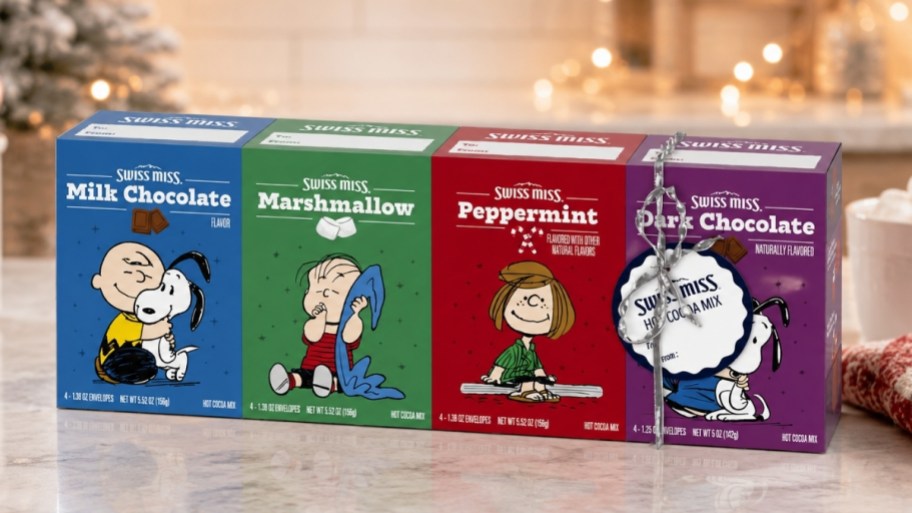 swiss miss snoopy cocoa boxes