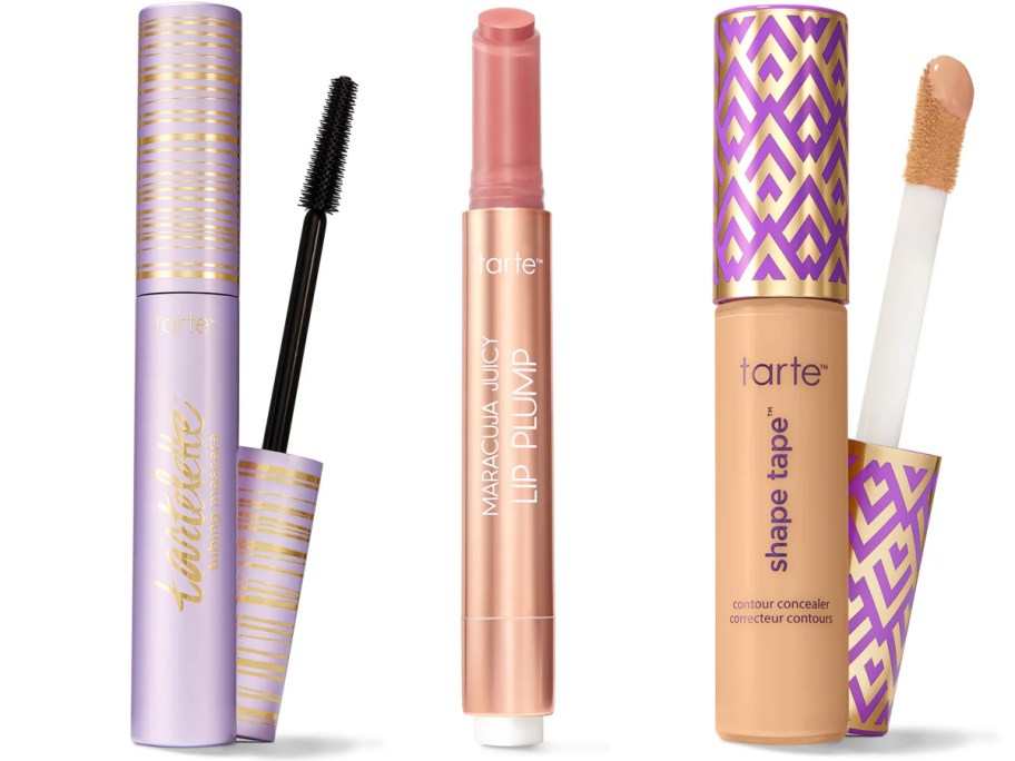 mascara, lip gloss, and concealer 