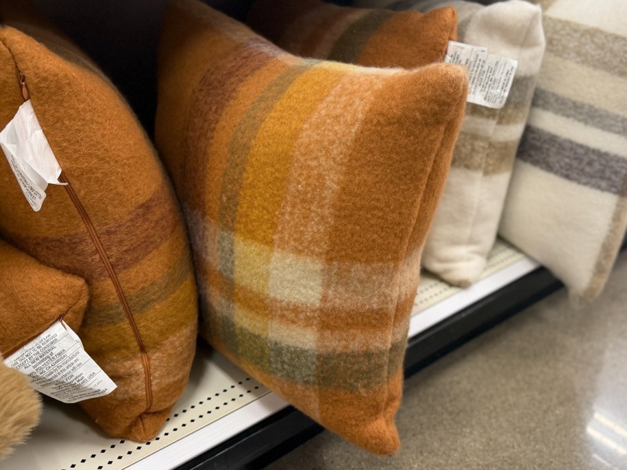 orange plaid pillow 