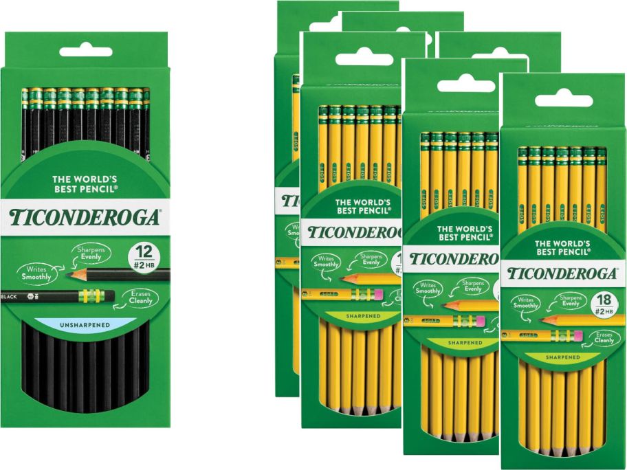 packages of pencils on a white background