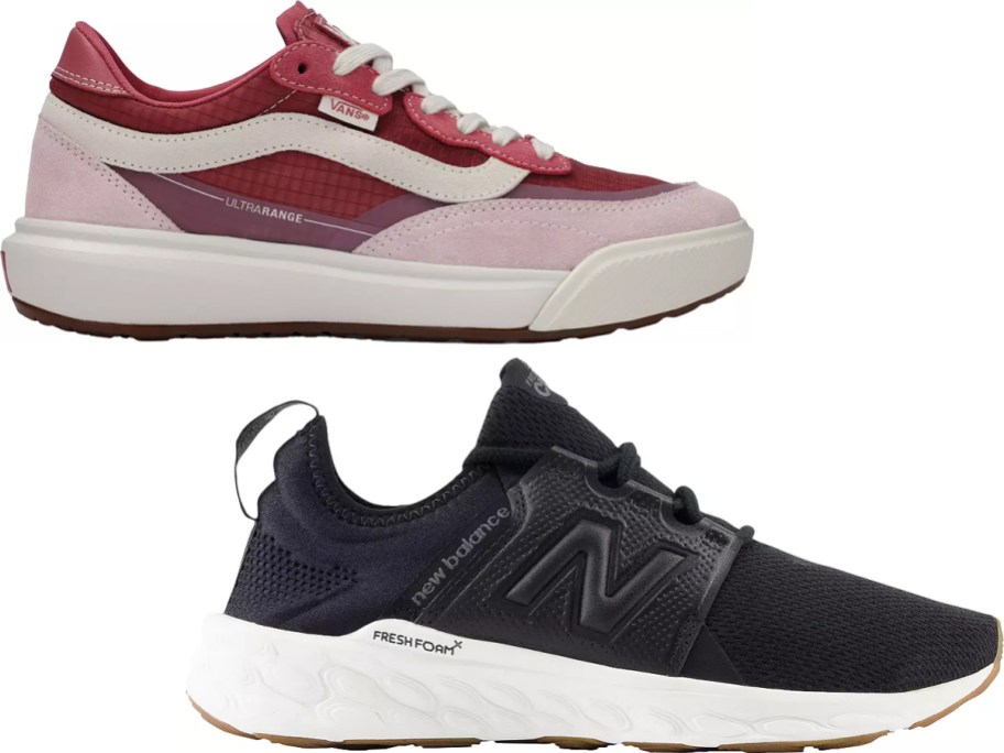 pink and black shoes